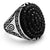 แหวน เงินแท้ Sterling Silver 925 แฟชั่น ผู้ชาย ดีไซน์ แหวนหัวโต หน้ากว้าง ประดับ Black CZ รุ่น MD-SLR190