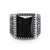 แหวนสแตนเลส ตกแต่งเพชร CZ สีดำทรงเหลี่ยม ก้านหวานลาย Greek Key รุ่น MNC-R909 - แหวนผู้ชาย แหวนแฟชั่น