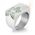 แหวนแฟชั่นสแตนเลส หน้าแหวนสี่เหลี่ยม ฉลุลายดอกไม้ ตกแต่งด้วยเพชร CZ รุ่น 555-R042 - แหวนผู้หญิง