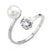 แหวนแฟชั่น สแตนเลสสตีลแท้ ดีไซน์แหวนไขว้สวยหวาน ประดับมุกและเพชร CZ รุ่น MNC-R847 - แหวนผู้หญิง แหวนแฟชั่นผู้หญิง แหวนสวยๆ