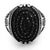 แหวน เงินแท้ Sterling Silver 925 แฟชั่น ผู้ชาย ดีไซน์ แหวนหัวโต หน้ากว้าง ประดับ Black CZ รุ่น MD-SLR190