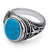แหวนสแตนเลสสตีล แท้ แฟชั่นผู้ชาย  ดีไซน์แหวนหัวโต ประดับ หิน Turquoise เทอร์คอยส์ / Onyx ออนิกส์ ลายรมดำ รุ่น MNC-R939