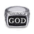 แหวนสแตนเลสสตีล แท้ แฟชั่นผู้ชาย ดีไซน์แหวนหัวโต ลาย GOD แนวสตรีทแฟชั่น รุ่น MNC-R941