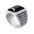 แหวนสแตนเลส ตกแต่งเพชร CZ สีดำทรงเหลี่ยม ก้านหวานลาย Greek Key รุ่น MNC-R909 - แหวนผู้ชาย แหวนแฟชั่น