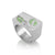 แหวนแฟชั่นสแตนเลส หน้าแหวนสี่เหลี่ยม ฉลุลายใบไม้ ตกแต่งด้วยเพชร CZ รุ่น 555-R043 - แหวนผู้หญิง