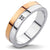 แหวน แฟชั่น สแตนเลส สตีล สีทูโทน หน้าแหวนประดับด้วยเพชร CZ ดีไซน์เท่ห์ ใส่ได้ทั้งชาย และ หญิง รุ่น MZR-1015